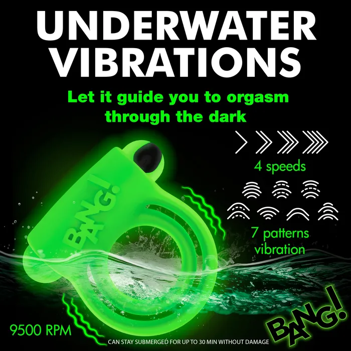Glowinthedark Vibrating Cock Ring XR Brands Male Sex Toys