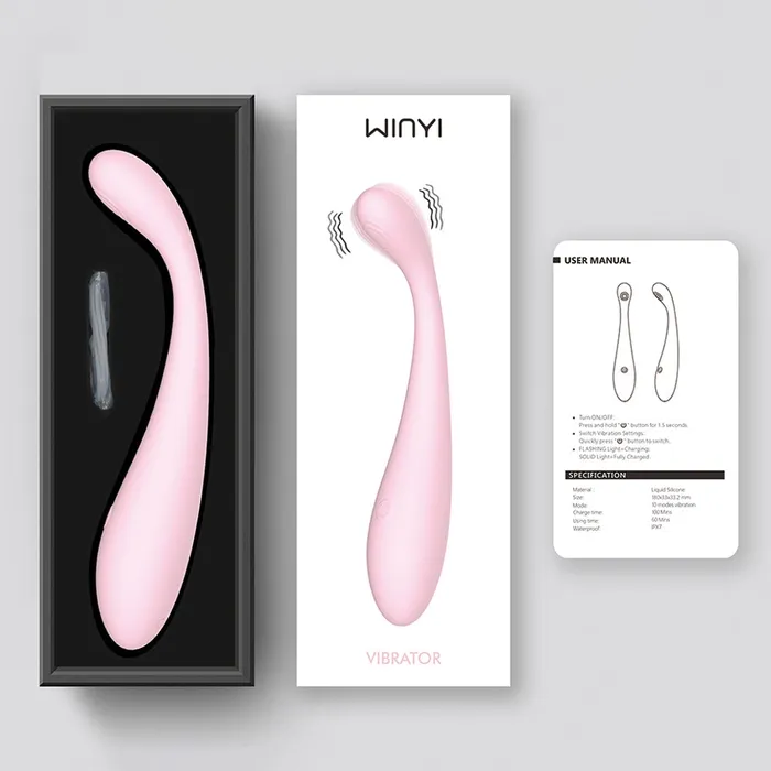 Winyi Crystal Curved Liquid Silicone GSpot Vibrator Winyi Female Sex Toys