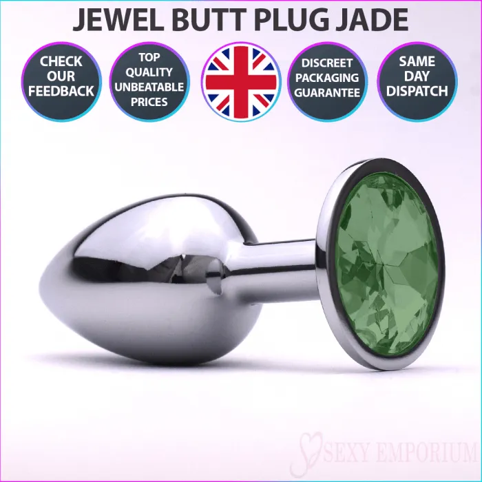 Anal Jewel Princess Sexy Emporium Jewelled Metal Beginner Butt Plug 3 Inch Jade
