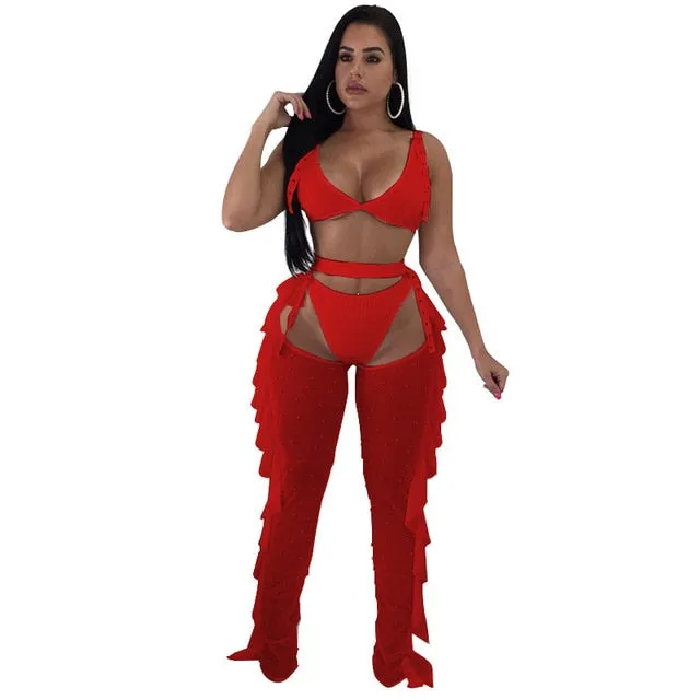 Bra Top with Thong and Ruffle eprolo Male Sex Toys