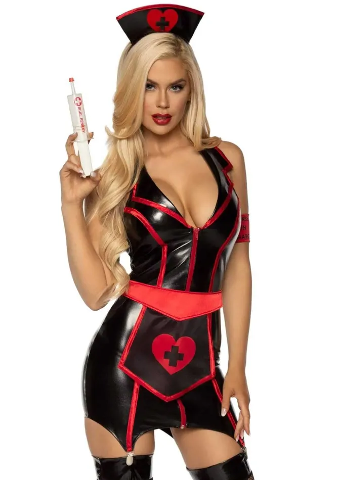 Leg Avenue Anal Naughty Nurse Costume XLarge Blackred Leg Avenue Anal Naughty Nurse Costume XLarge Blackred