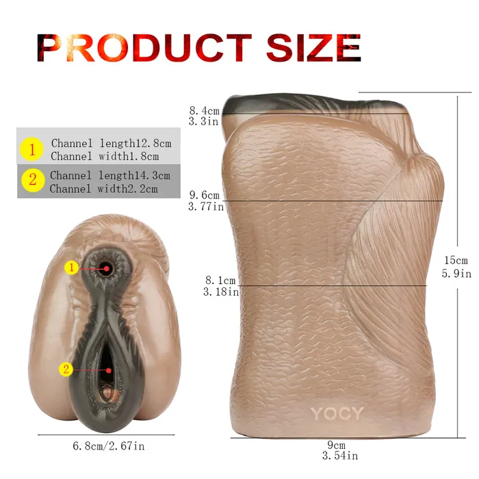 Male Sex Toys Domlust Ebony Animal Pussy Masturbator Fantasy Double Vagina Penis Massage Sex Toy for Men