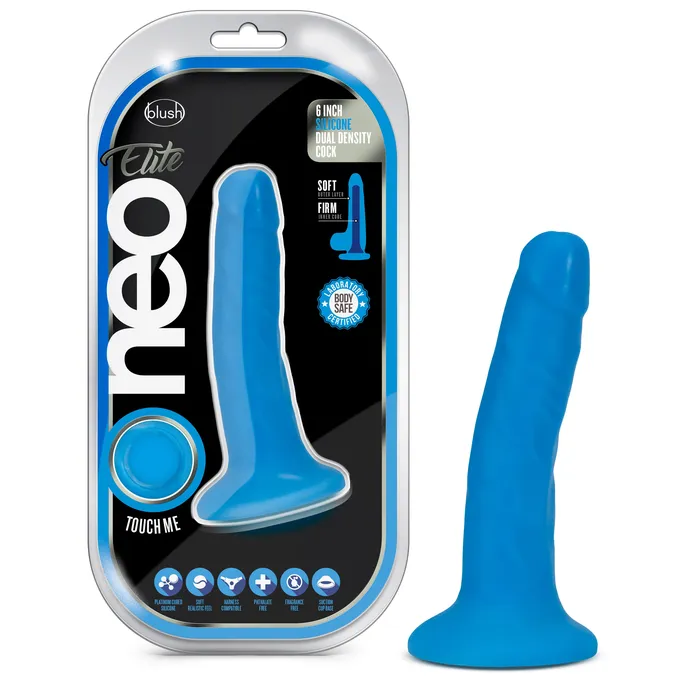 Blush Dildos Neo Elite 6 Inch Dual Density Cock Neon Blue Blush Dildos Neo Elite 6 Inch Dual Density Cock Neon Blue