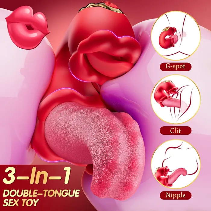 Female Sex Toys 3 in 1 Tongue Thrusting Vibrators Dildo with 10 Licking Clitoral Swing Mode Lurevibe