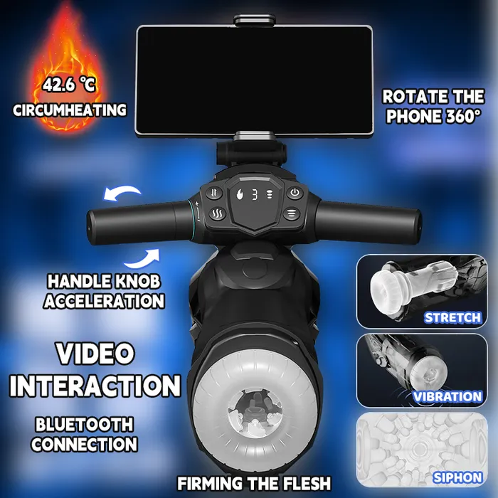 Lurevibe Male Sex Toys Motorcycle Male Maturbator With Telescopic Vibration Sucking Heating Function