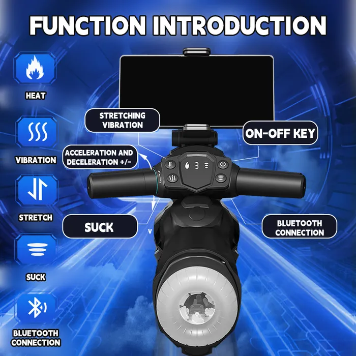 Lurevibe Male Sex Toys Motorcycle Male Maturbator With Telescopic Vibration Sucking Heating Function