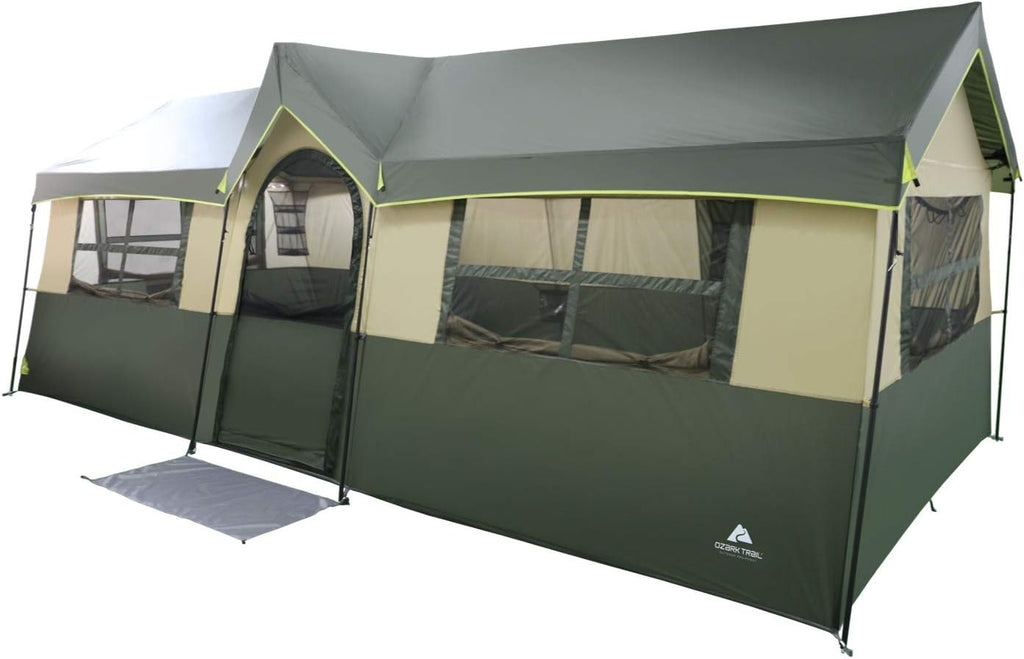 12 Person Cabin Tent with Closets and Room Dividers, Green I9338