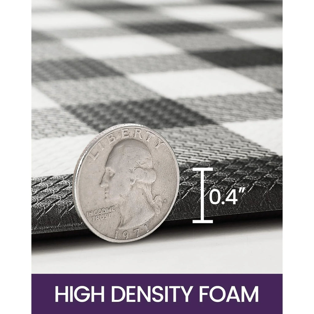 Black and White Buffalo Plaid Anti Fatigue Kitchen Floor Mats R2176