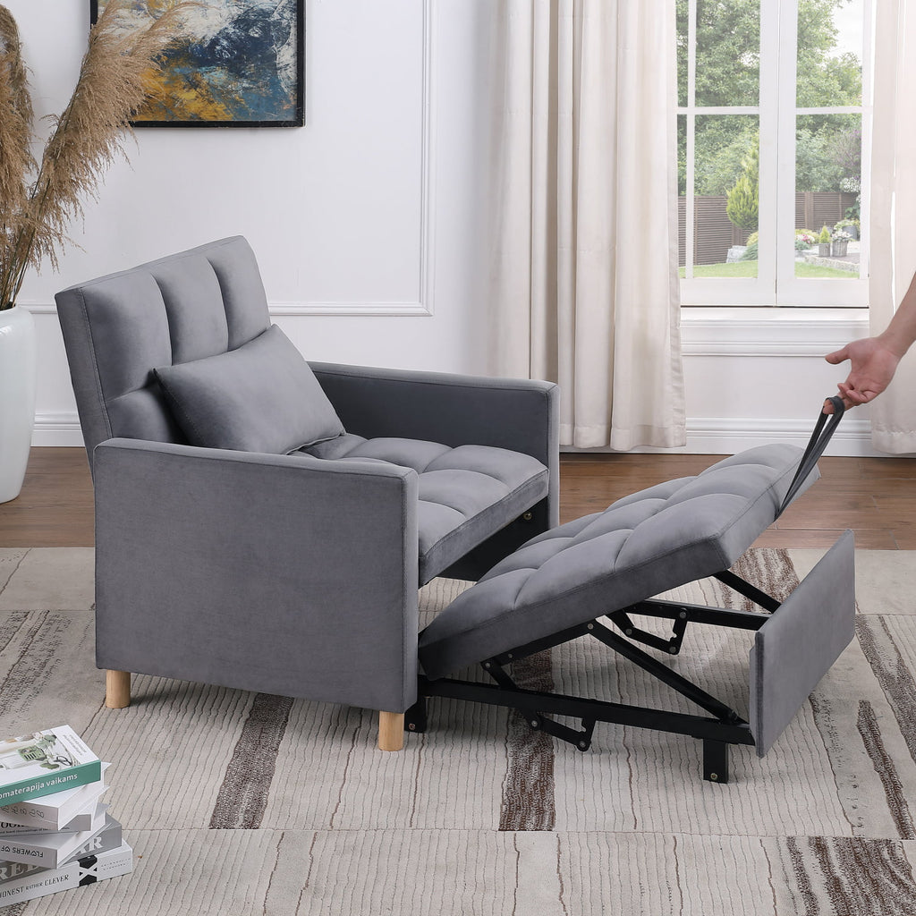 Convertible Sleeper Sofa Chair Bed with Pillow Velvet Fabric M995
