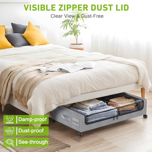 Black 2-Pack XXL 60L Rolling Metal Under Bed Storage Bins with Lids W314419