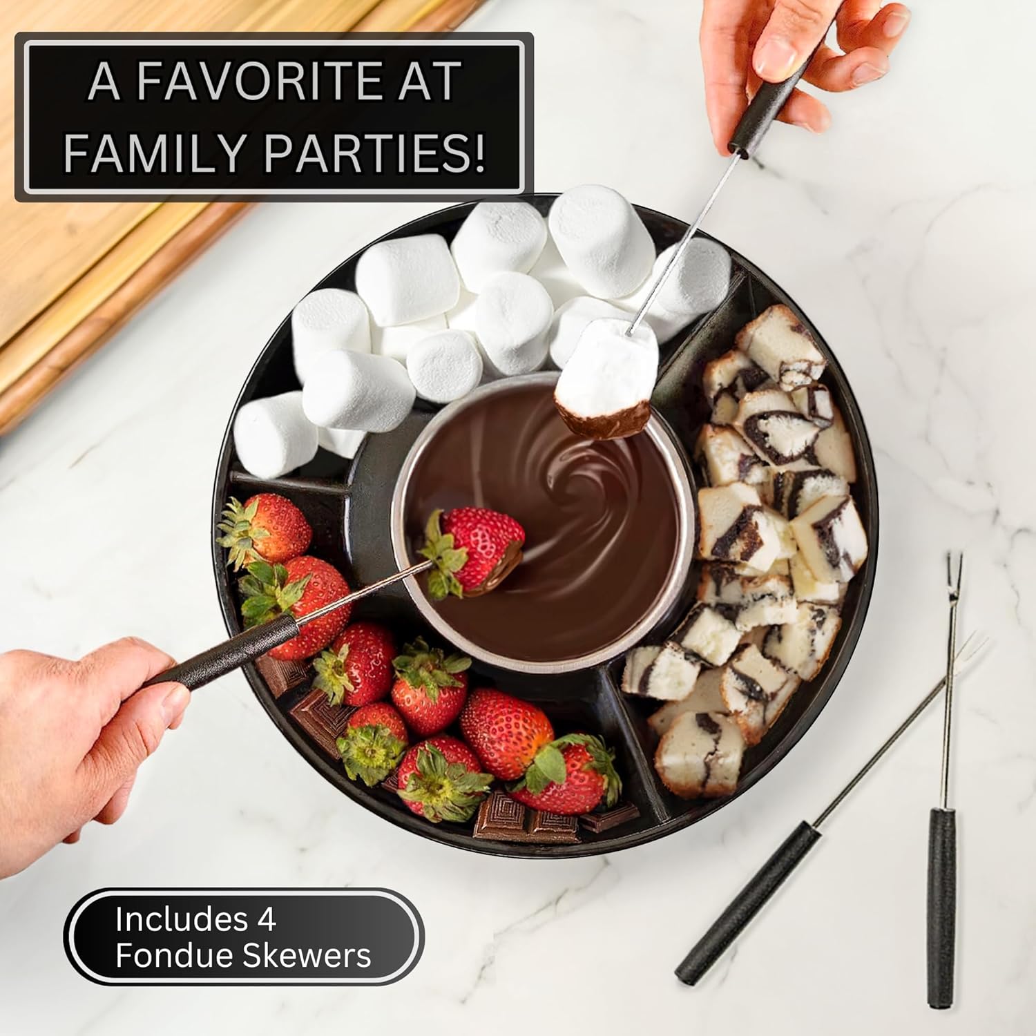 Electric Fondue Pot Set with 4 Roasting Forks X922007