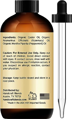 Organic Castor Oil with Rosemary and Peppermint Oil in Glass Bottle - 2 Fl Oz F33664