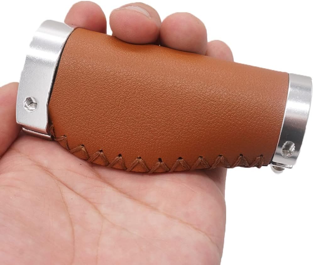 Brown Non-Slip PVC Microfiber Leather Ergonomic Double Lock-on Bike Handle Grips Q1367