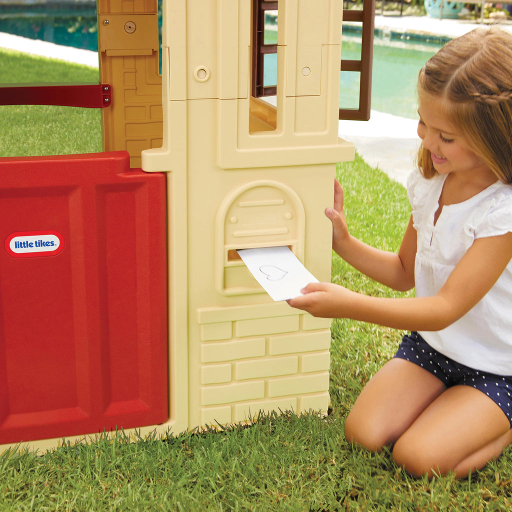 Tan Cape Cottage Playhouse with Working Door, Windows, and Shutters F253