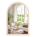 24"x36" Arch Wall Mirror Wooden Framed with White Wooden Beads D2543