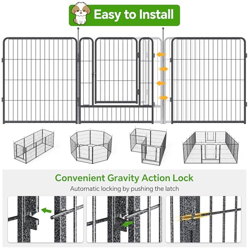 40" Height 8 Panels Portable Foldable Dog Playpen with Anti-Rust Coating X3738