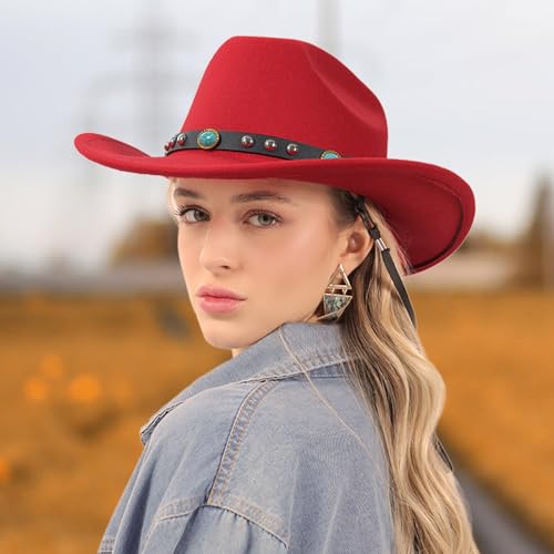 22"-23.2" 100% Suede Western Cowgirl Hat with 3.5" Wide Brim and Built-in Elastic Sweatband L596691