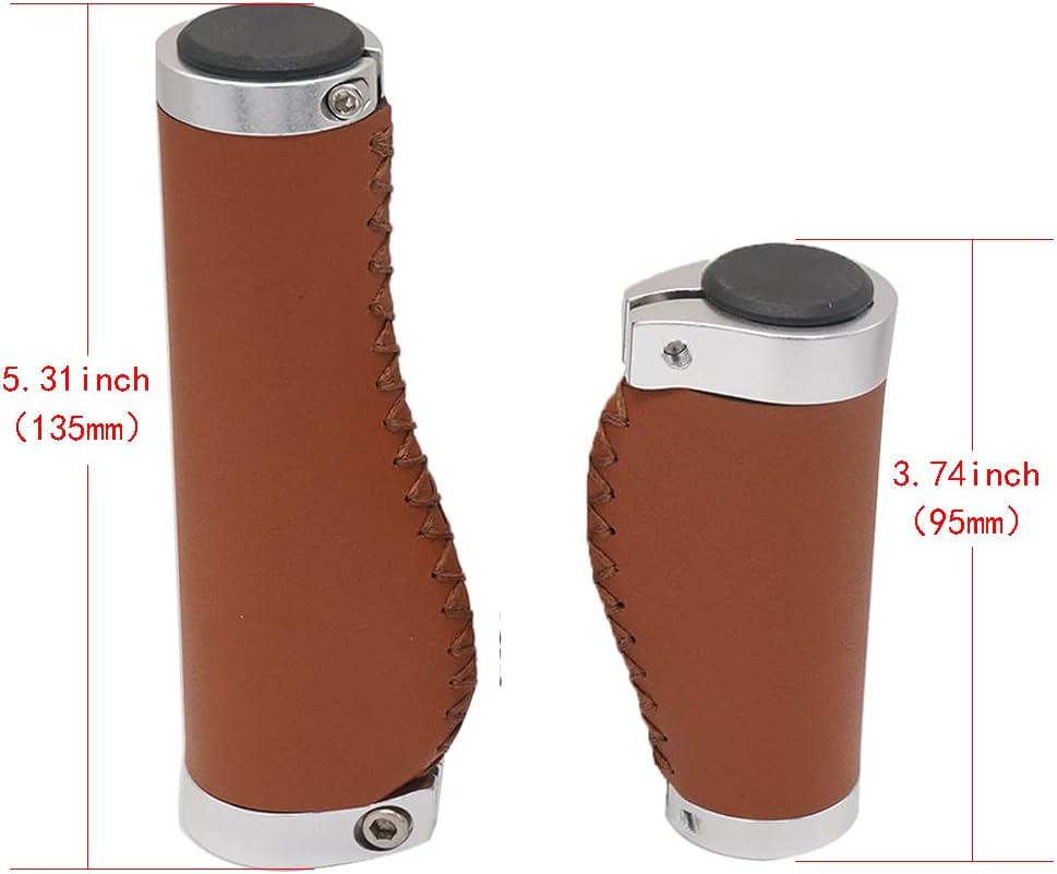 Brown Non-Slip PVC Microfiber Leather Ergonomic Double Lock-on Bike Handle Grips Q1367