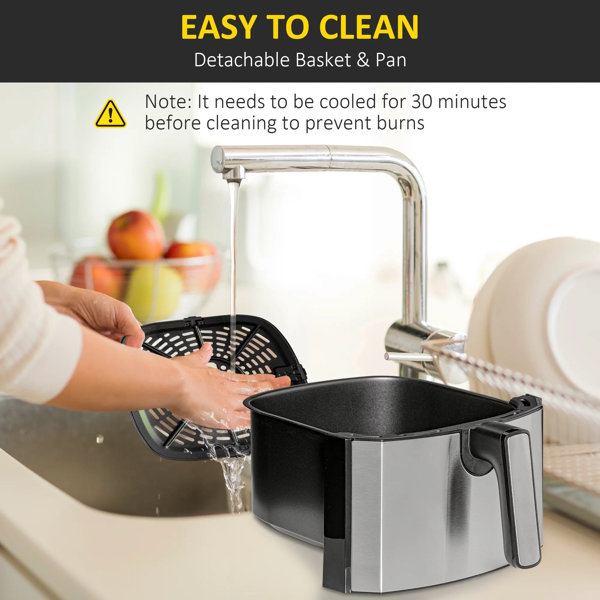 Black 6.9 Quart Air Fryer with Nonstick Basket C45076