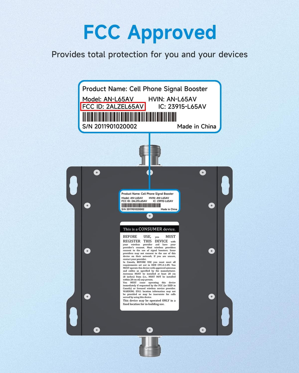 Cell Phone Signal Booster 4G LTE 5G 65dB Dual Band Cellular Repeater N107529