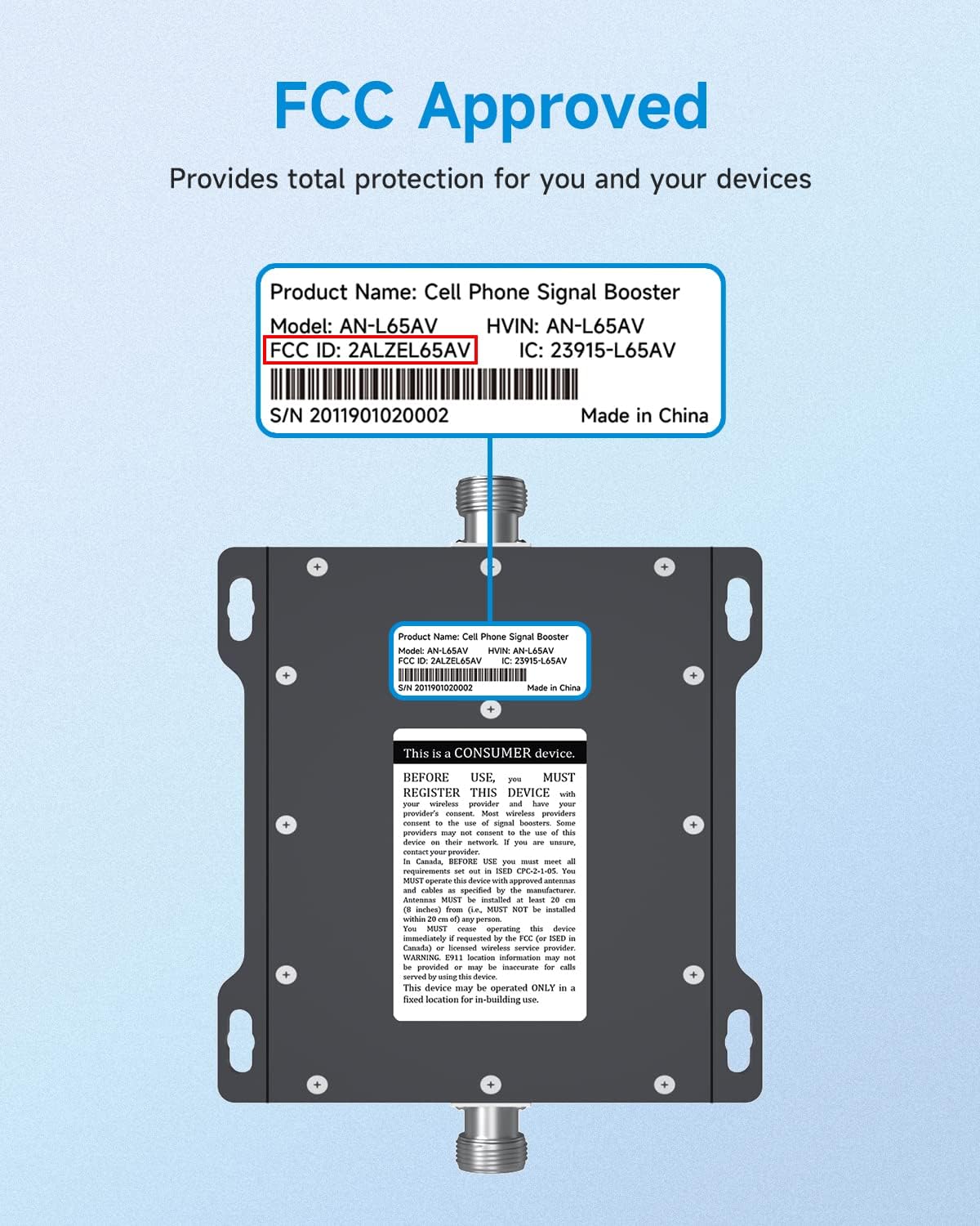 Cell Phone Signal Booster 4G LTE 5G 65dB Dual Band Cellular Repeater N107529