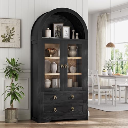 Black 71" Tall Pantry Cabinet with Drawers Doors and Shelves K30599