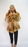 Red Fox Fur Hooded Coat W61614