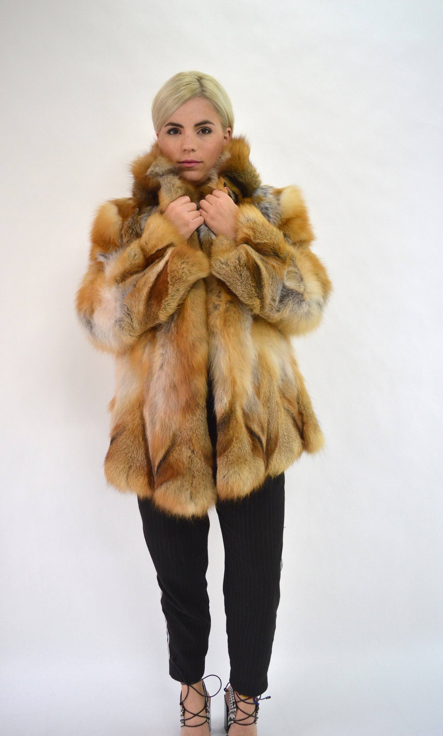Red Fox Fur Hooded Coat W61614