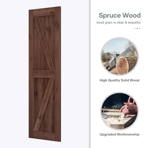 36x84 inch Sliding Barn Wood Door Slab with Hardware Kit and Handle, Coffee A729543