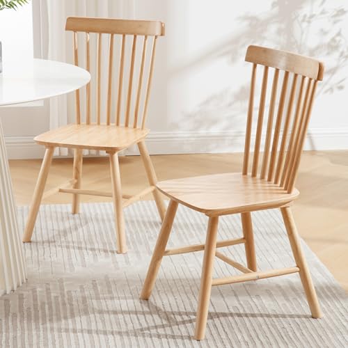 Black Solid Wood Dining Chairs Set of 2 J24348