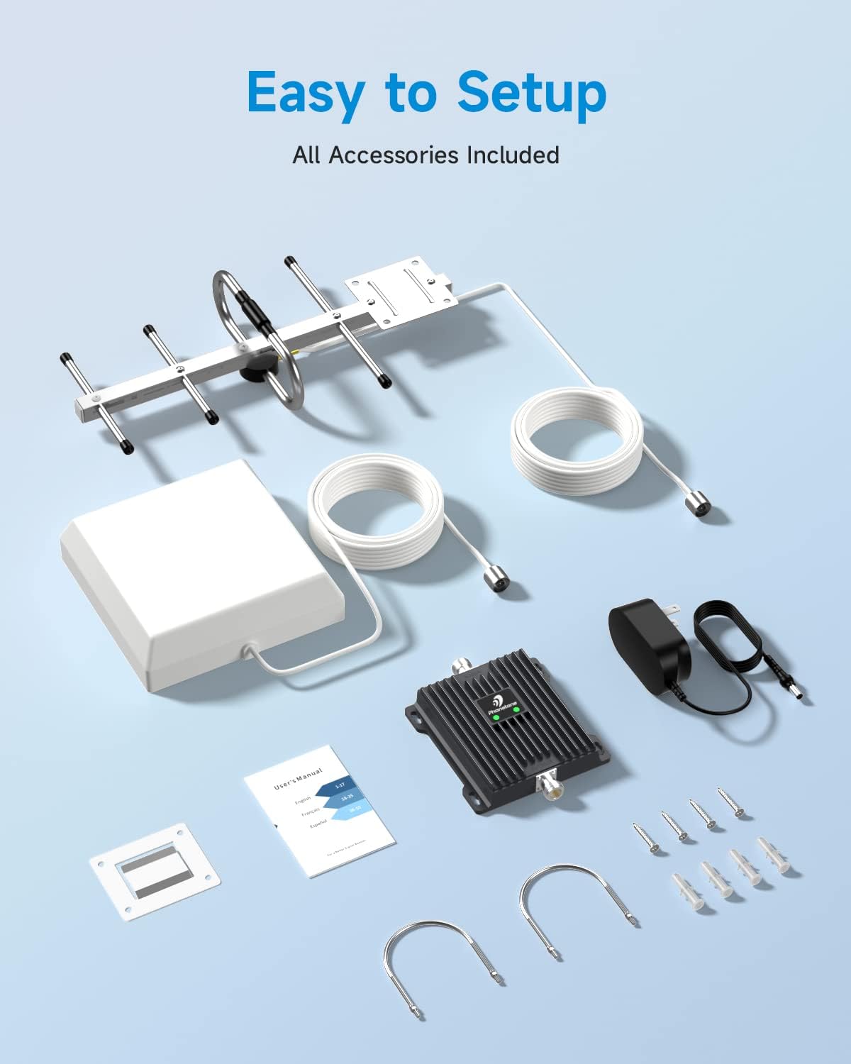 Cell Phone Signal Booster 4G LTE 5G 65dB Dual Band Cellular Repeater N107529