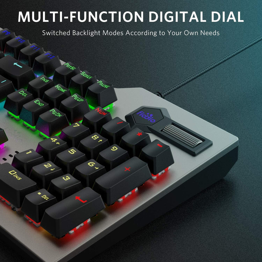 Mechanical Gaming Keyboard Wired RGB Rainbow Backlit with Blue Switches Ergonomic Standard Keyboard Pack of 2 P89873