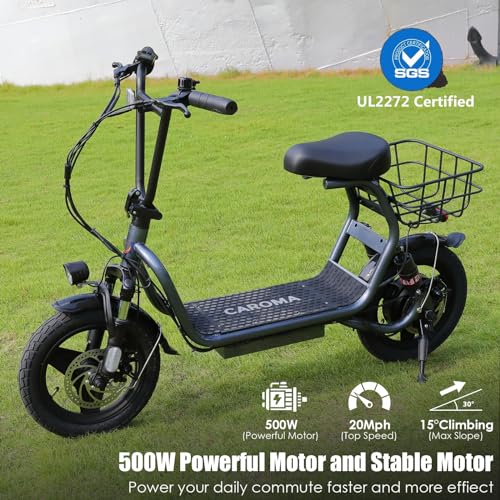 500W/800W/1200W Electric Scooter with Seat, 14" Fat Tire, Foldable Electric Scooter S748