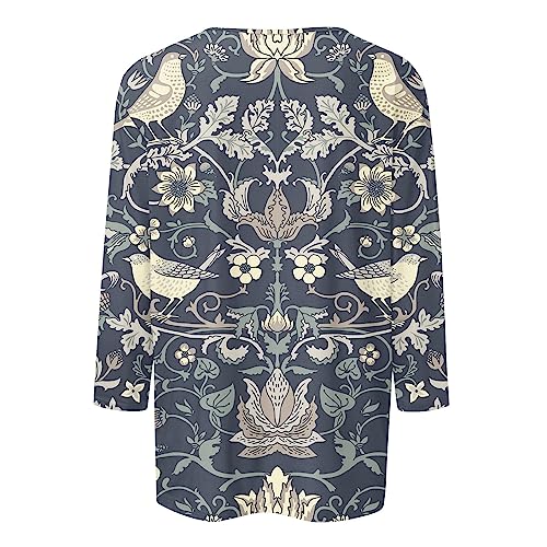 Womens 3/4 Length Sleeve Button Down Loose Fit Blouse D496144
