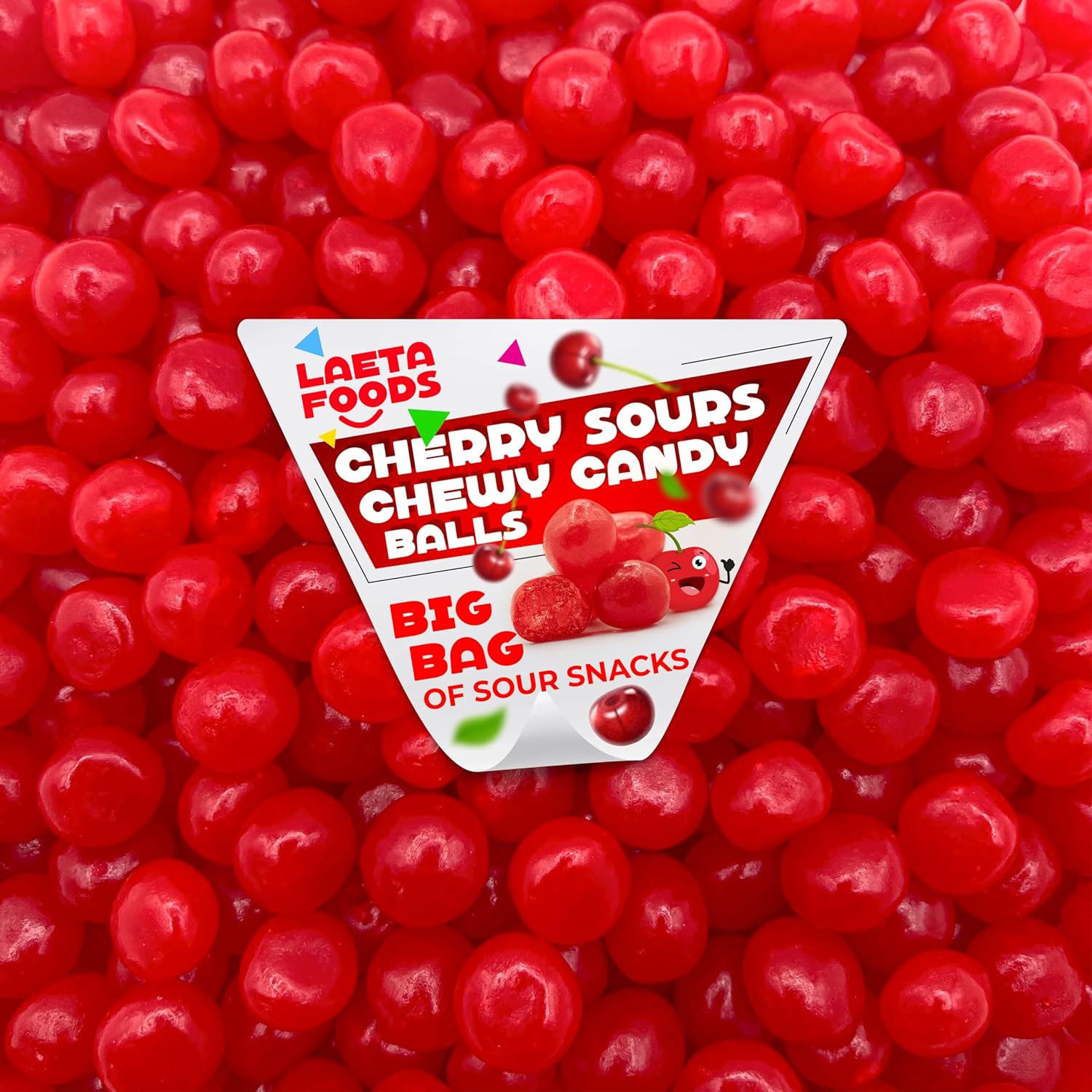 Cherry Sours Chewy Balls Candy (2 Pound Bag) G7534