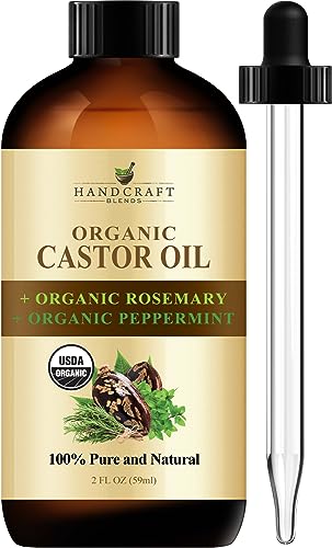 Organic Castor Oil with Rosemary and Peppermint Oil in Glass Bottle - 2 Fl Oz F33664