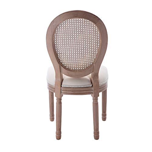 Dining Chairs Set of 2 Fabric Cane Upholstered Solid Wood Frame X5510