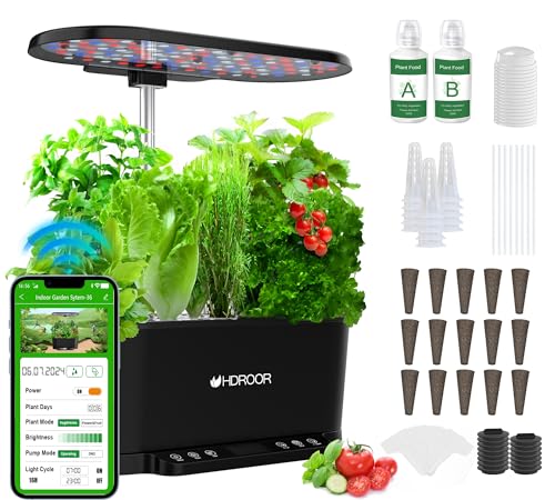 Black 15 Pods Hydroponic Growing System with Grow Light C9882