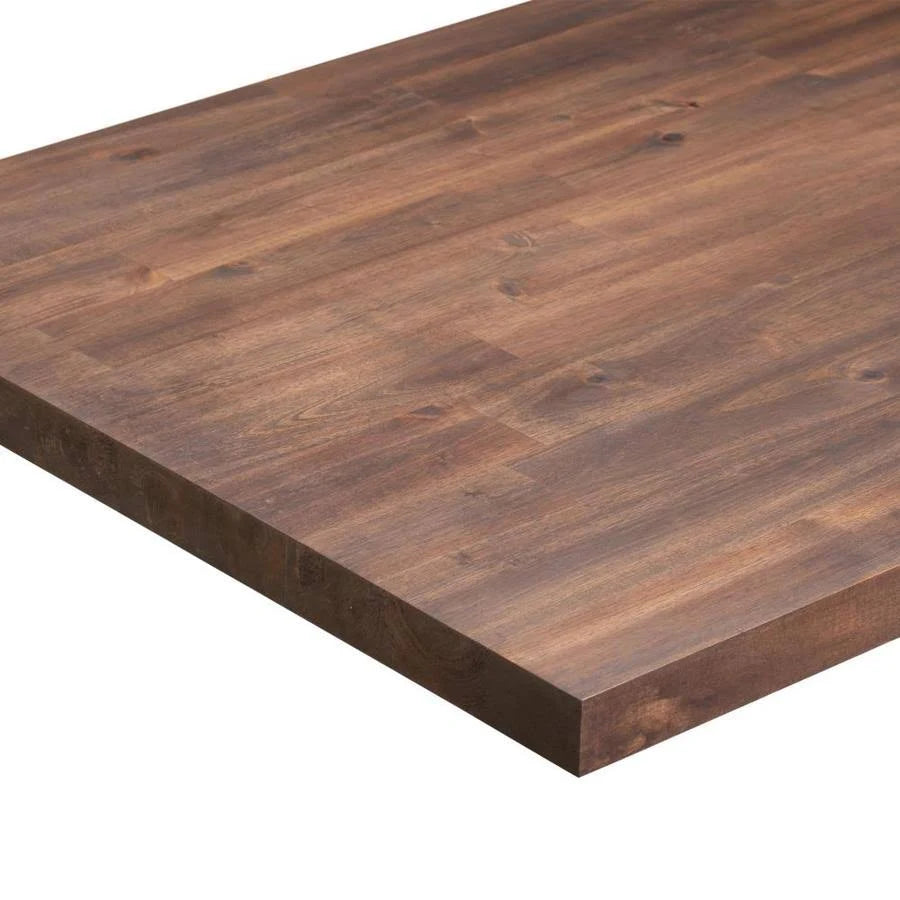 4-ft Espresso Stained Straight Butcher Block Acacia Kitchen Countertop in Brown J697