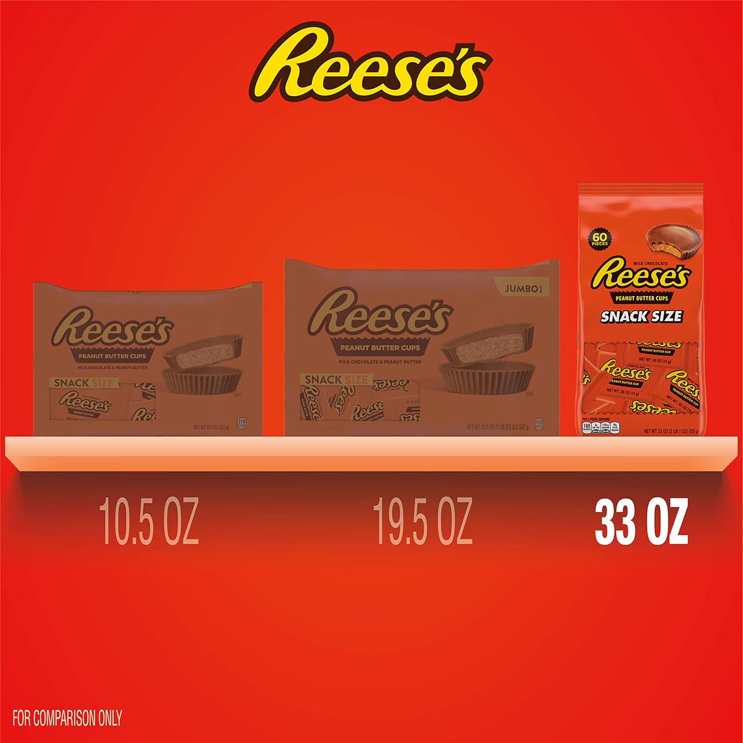 Milk Chocolate Peanut Butter Snack Size Cups, 33 oz (60 Pieces) K308237