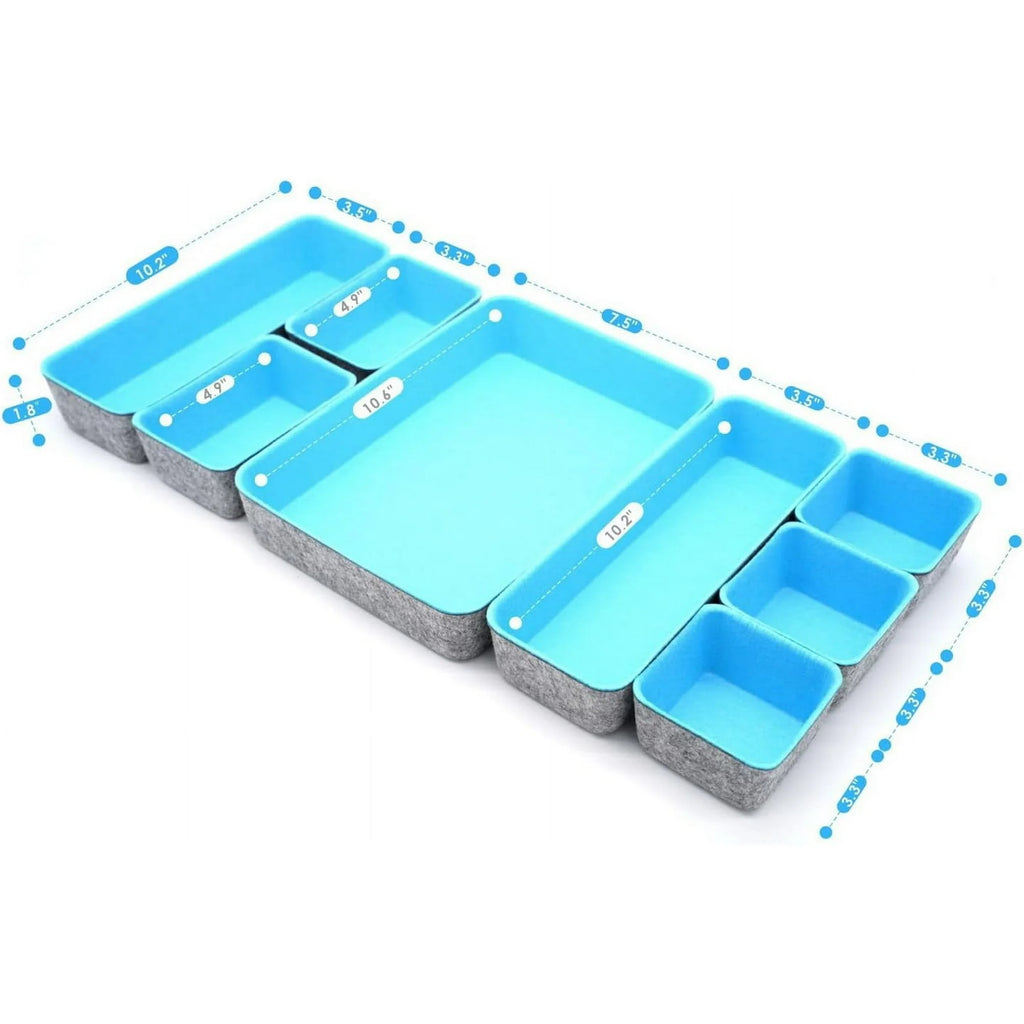 8-piece Felt Drawer Organizers Tray in Glacier Gray Z672749