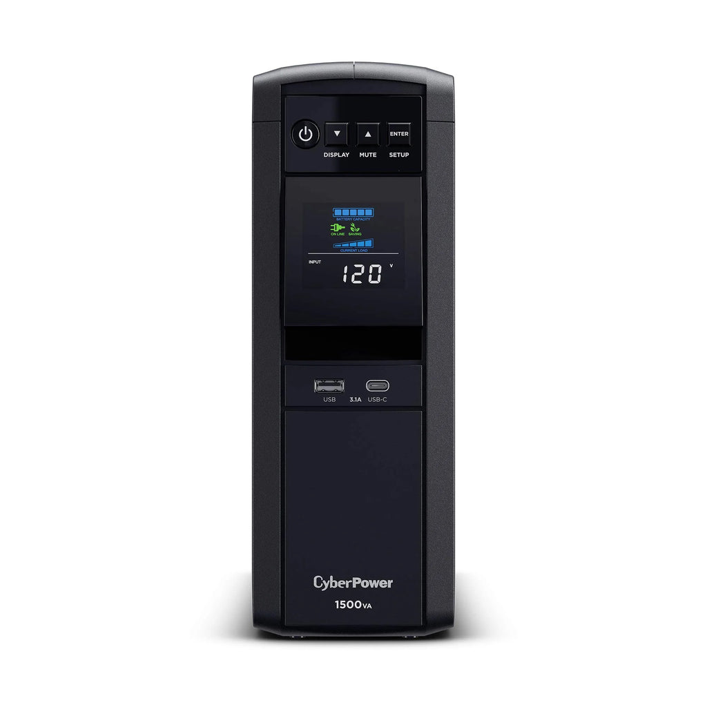 Black 1500VA/1000W UPS System, 12 Outlets, Mini Tower E68600