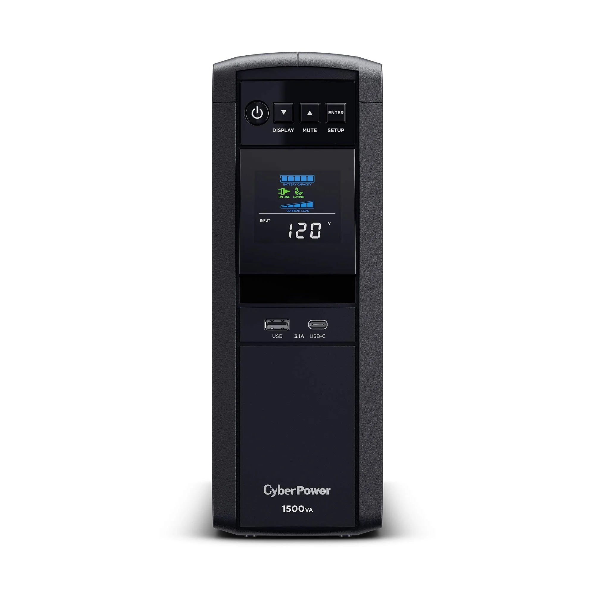 Black 1500VA/1000W UPS System, 12 Outlets, Mini Tower E68600