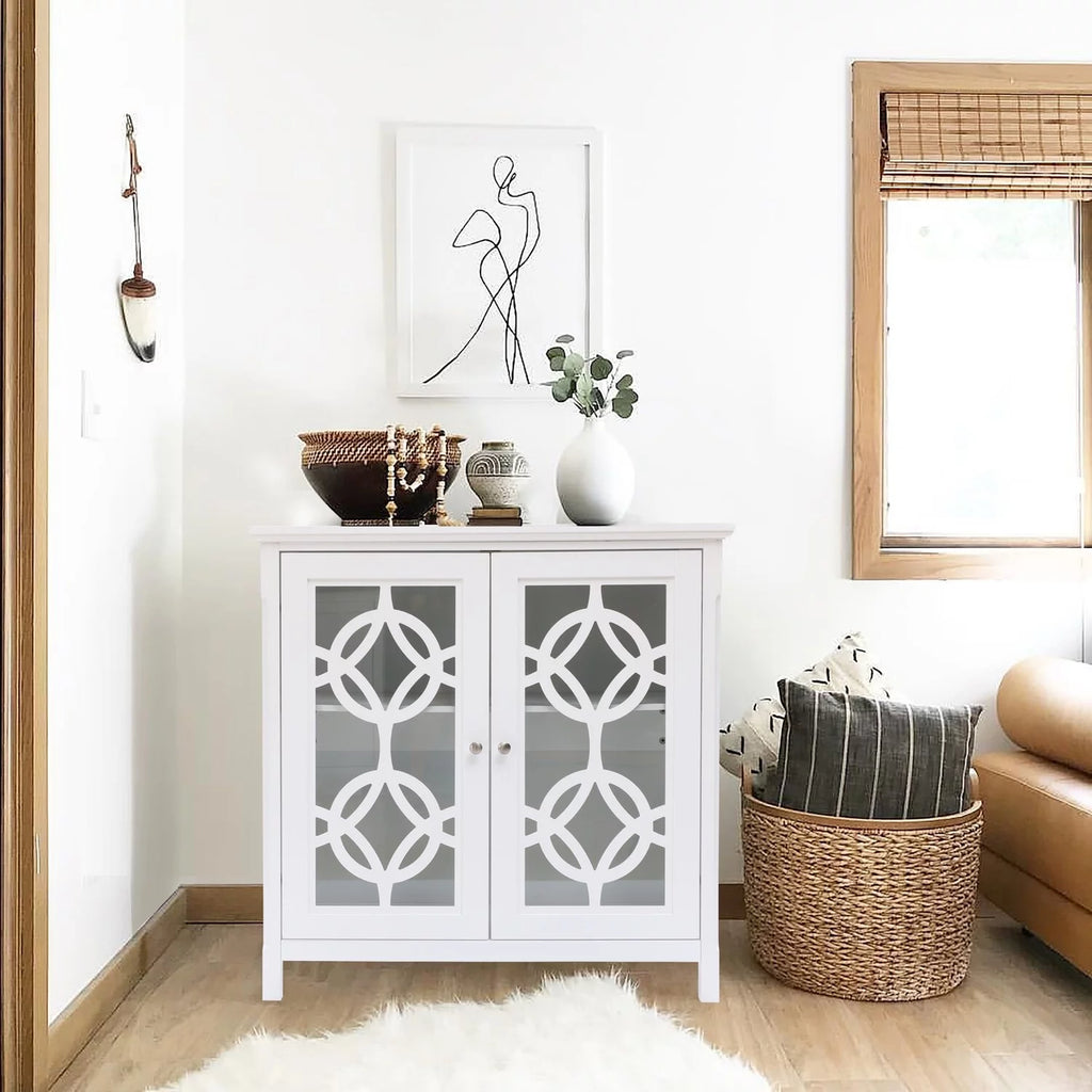 White Wood 2 Door Storage Cabinet Y173409