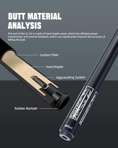 Carbon Fiber Pool Cue Stick 58" with 12.5mm Tip I2684
