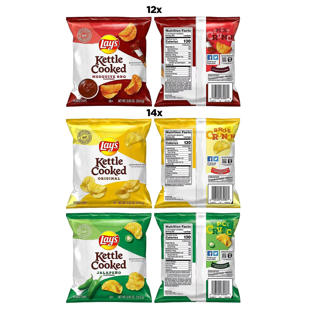 Kettle Cooked Potato Chips Variety Pack, 1 oz Bags, 40 Count L80433