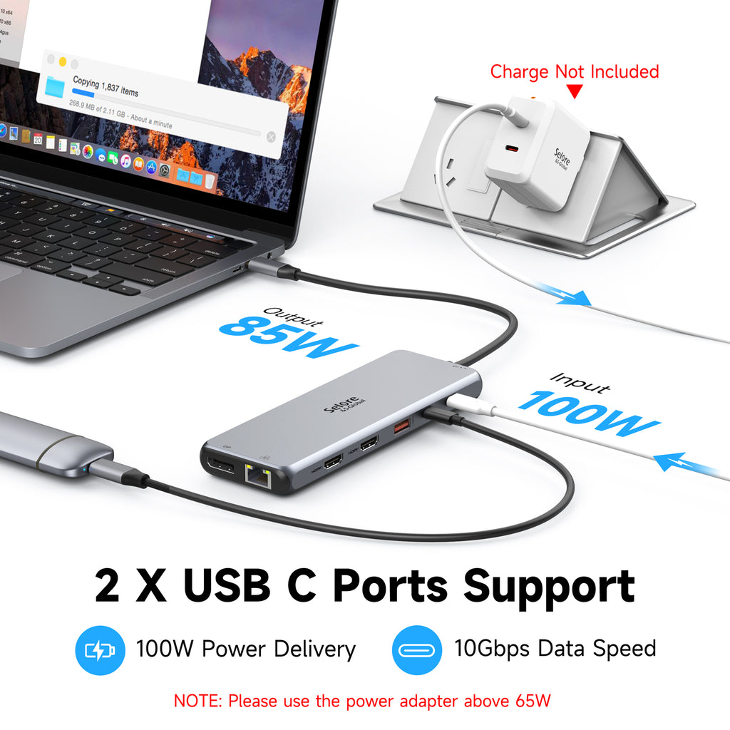 13 in 1 USB C Docking Station Dual Monitor Hub X8444