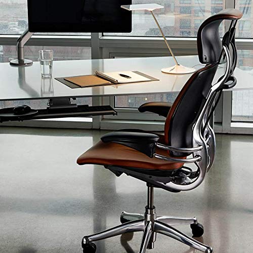 Polished Aluminum Frame Black Lotus Fabric Ergonomic Office Chair with Headrest I50175