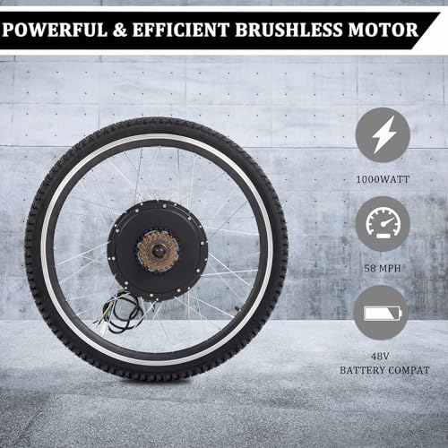 48V 1000W 26" Front/Rear Wheel Electric Bike Conversion Kit with LCD Display M6794