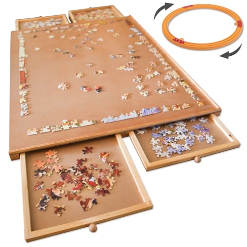 1000 Piece Wooden Puzzle Board with Drawers M732